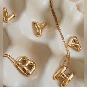 Bubble Letter Necklaces in 18k over Stainless Steel